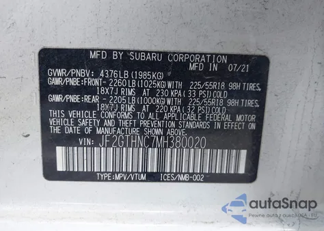 2021 Subaru Crosstrek Limited from USA, damaged, VIN JF2GTHNC7MH380020